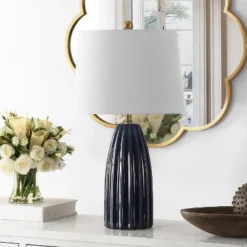 Kayden Ceramic Table Lamp - Navy Blue - Safavieh.