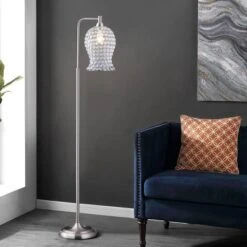 Izzy Iron Floor Lamp (Includes LED Light Bulb) Nickel - Safavieh -My home decor GUEST 08d03574 ed17 4b87 acbe 37a0100332de