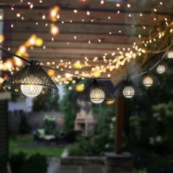 Junia LED Outdoor String Lights - 120" - 10 Light - PLT4048 - Black - Safavieh -My home decor GUEST 09d9ea64 7446 4f90 bcef 3fb8f9dc8fc8
