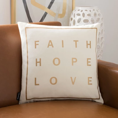 Faith Pillow - Beige/Gold - 18" X 18" - Safavieh 1 Faith Pillow - Beige/Gold - 18" X 18" - Safavieh