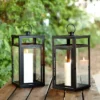 Fraleigh 16" Indoor/Outdoor Lantern (Set Of 2) - PLT4073 - Black - Safavieh
