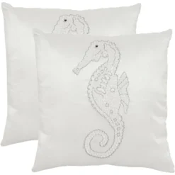 Smooching Seahorse Pillow (Set Of 2) - Pearlescent - 18" X 18" - Safavieh