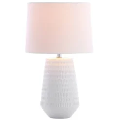 18" Stark Table Lamp White (Includes LED Light Bulb) - Safavieh -My home decor GUEST 184df6d2 0126 4f52 b653 ddc1edc4ed53
