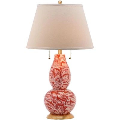 Color Swirls Glass Table Lamp (Set Of 2) - Orange/White - Safavieh 1 Color Swirls Glass Table Lamp (Set Of 2) - Orange/White - Safavieh