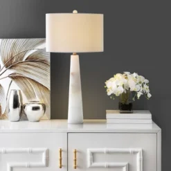 Delilah Alabaster Table Lamp - 30 Inch Height - TBL4067 - White - Safavieh -My home decor GUEST 1d8a4b79 2d6a 4f9b 935f d334cc2b5485