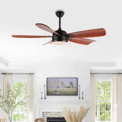 Durden Led Light 57" Ceiling Fan - CLF1029 - Black - Safavieh -My home decor GUEST 20332df4 e500 479d 8a15 0165a573c29c