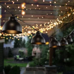 Claudie LED Outdoor String Lights - 120" - 10 Light - PLT4049 - Black - Safavieh -My home decor GUEST 207063e1 e896 49f4 baaf 6a3ba5e3f565