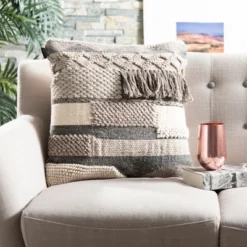 Gareth Pillow - Charcoal/Silver - 20" X 20" - Safavieh -My home decor GUEST 22d93a71 8095 4e5c ae02 d88bd1b42387