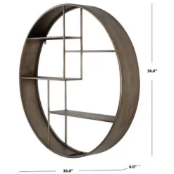Elewen 36" Diameter Round Iron Wall Shelf - WDC5010 - Brown - Safavieh -My home decor GUEST 28f523cf 1103 46bf b194 d84a9fcf3614