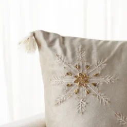 Simone Snowflake Pillow - Beige - 18"x18" - Safavieh -My home decor GUEST 2bd646a0 135f 485c bb5d ad0dd9572030