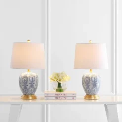 Set Of 2 Kalel Table Lamps Blue/White (Includes LED Light Bulb) - Safavieh -My home decor GUEST 2cf3e0b8 1ae1 4310 a664 24e81b7d0951