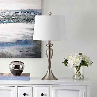 Bayan Iron Table Lamp - Nickel - Safavieh 1 Bayan Iron Table Lamp - Nickel - Safavieh