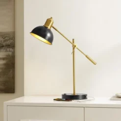 Amur Table Lamp W/ USB Port - 24 Inch Height - TBL4456 - Black/Brass - Safavieh -My home decor GUEST 399cb1ab 39f6 4b71 ada2 b6a5765434c2