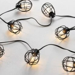 Garnet LED Outdoor String Lights - 120" - 10 Light - PLT4055 - Black - Safavieh
