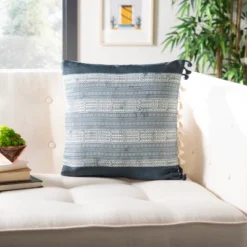 Linney Pillow - Deep Blue/Grey - 16" X 16" - Safavieh -My home decor GUEST 3f1aef65 93a8 4181 a746 e05203d2429f