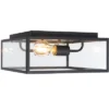 Rinnah 12" Outdoor Flush Mount - PLT7034 - Black - Safavieh