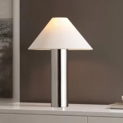 Cheri Table Lamp - 20.5 Inch Height - TBL4617 - Chrome/White - Safavieh -My home decor GUEST 5be01e49 3b59 4aee 96c5 35d4a318496c