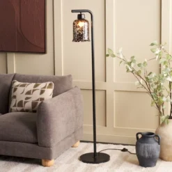 Nezara 58" Floor Lamp - FLL3010 - Black/Brown Tortoise - Safavieh -My home decor GUEST 5e1b8a94 d48f 44dc 84e7 ce57b613c9da