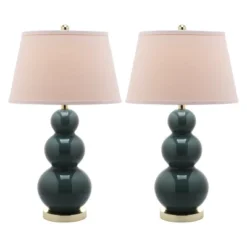 (Set Of 2) 28" Pamela Triple Gourd Ceramic Lamp Marine Blue (Includes CFL Light Bulb) - Safavieh -My home decor GUEST 627cf649 ad91 4c52 9e26 547dd47d3138