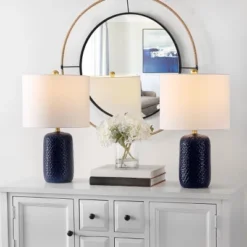 Huxley Table Lamp (Set Of 2) - 22 Inch Height - TBL4354 - Navy Blue - Safavieh -My home decor GUEST 6346dca5 5e5b 4b04 9656 46863819ff85