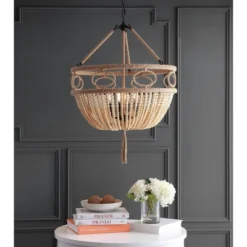Whitley Pendant Brown Wooden Finish/Dark Gray - Safavieh -My home decor GUEST 69140ec6 5255 44c6 80f3 e7891a0feb69