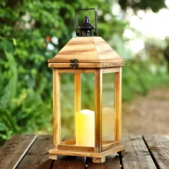 Elida 18.25" Indoor/Outdoor Lantern - PLT4081 - Light Brown - Safavieh -My home decor GUEST 6ad2211f eb46 4a6b 98a6 1d36cf361c16