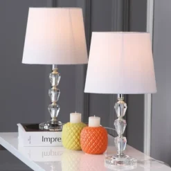 Dylan Tiered Crystal Orb Lamp (Set Of 2) - LIT4124 - Clear/White - Safavieh -My home decor GUEST 6bf21c8a 6ad8 4952 b9bf bc2bf099a382