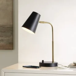 Arynn Table Lamp W/ USB Port - 19 Inch Height - TBL4457 - Black/Brass - Safavieh -My home decor GUEST 719e875e d342 4393 b72a 217d1e1d89c1