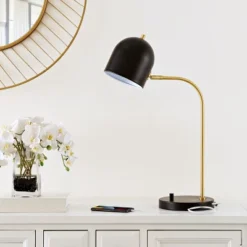 Drina Table Lamp W/ USB Port - 23.5 Inch Height - TBL4017 - Black/Gold - Safavieh -My home decor GUEST 72d871fa fa24 4825 8f18 f6b359a2efa2