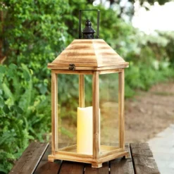 Elida 28.25" Indoor/Outdoor Lantern - PLT4082 - Light Brown - Safavieh -My home decor GUEST 73c4c319 fa57 4447 8d6f de24de897dcb