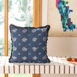 Tosh Pillow - Blue/Navy - 16" X 16" - Safavieh