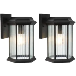 Hylan 8.46" Outdoor Sconce (Set Of 2) - PLT7006 - Black - Safavieh