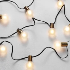 Farrynn LED Outdoor String Lights - 120" - 10 Light - PLT4044 - Brass/Black - Safavieh