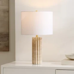 Remi 23.5" Travertine Table Lamp - Beige - Safavieh -My home decor GUEST 8a52dfae 5d24 4b4b 9704 0dbd078eb85f