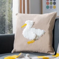 Quackadilly Goose Pillow - Beige/White - 20" X 20" - Safavieh