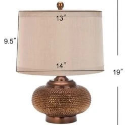 Alexis Gold Beaded Table Lamp - 19 Inch Height - LIT4016 - Taupe - Safavieh -My home decor GUEST 960074c0 f36a 49c4 96e3 bfd80ca21e16