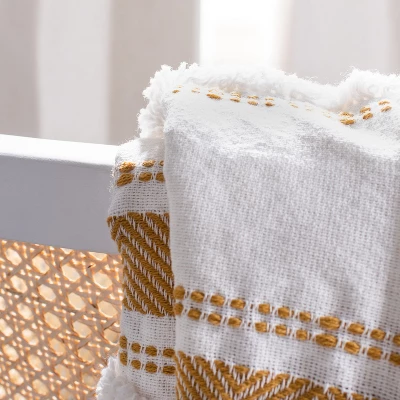 Polli Throw Blanket - Mustard Yellow/Beige - 50" X 60" - Safavieh 2 Polli Throw Blanket - Mustard Yellow/Beige - 50" X 60" - Safavieh - Image 2