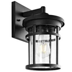 Senta Outdoor Wall Lantern - PLT4001 - Clear/Black - Safavieh