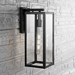 Welson Outdoor Wall Lantern - PLT4007 - Clear/Black - Safavieh -My home decor GUEST a289bc3c ca75 42f6 9f1d b93faf1da66d