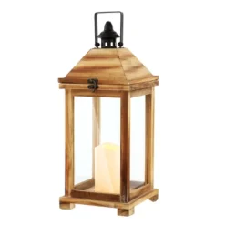Elida 18.25" Indoor/Outdoor Lantern - PLT4081 - Light Brown - Safavieh