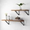 Banria 36" & 24" Metal/Wood Wall Shelves - WDC5000 - Brown/Black - Safavieh