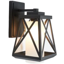 Braith 7" Outdoor Wall Sconce (Set Of 2) - PLT7010 - Black - Safavieh -My home decor GUEST ab9f2341 0df9 4db2 90f8 f22d686ed8b4