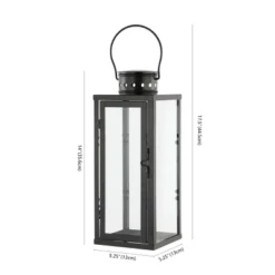Lorient 17.75" Indoor/Outdoor Lantern (Set Of 2) - PLT4068 - Black - Safavieh -My home decor GUEST b01c7d38 6253 4b02 a435 39fdeecf8ba9