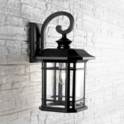 Cendra Outdoor Wall Lantern - PLT4011 - Clear/Black - Safavieh -My home decor GUEST b0be2603 d453 4766 9853 d6fecc682030