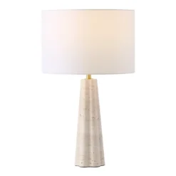 Naveen Travertine Table Lamp - CTL1082 - Travertine/White - Safavieh Couture