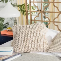 All Over Braid Pillow - Natural Taupe Blend - 20" X 20" - Safavieh -My home decor GUEST b76f4482 bb8c 41c9 8a1e e4b743986aa3