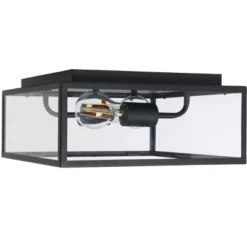 Rinnah 12" Outdoor Flush Mount - PLT7034 - Black - Safavieh -My home decor GUEST ba27eb38 37ef 4b62 8f04 bc9ade2423eb