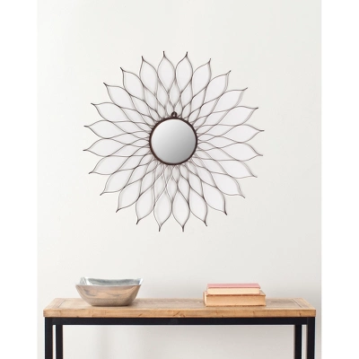 Sunburst Flower Decorative Wall Mirror Brown - Safavieh 1 Sunburst Flower Decorative Wall Mirror Brown - Safavieh