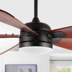 Durden Led Light 57" Ceiling Fan - CLF1029 - Black - Safavieh -My home decor GUEST bc59b26c 0eec 48d9 9cc6 11f009402855