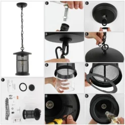 Osprey 8" Outdoor Pendant - PLT4030 - Black - Safavieh -My home decor GUEST be627d2f bbf7 48b7 9392 337d4d6c8fcd